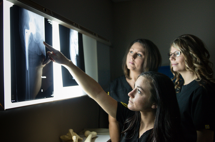 Rad Tech students looking at X-rays.