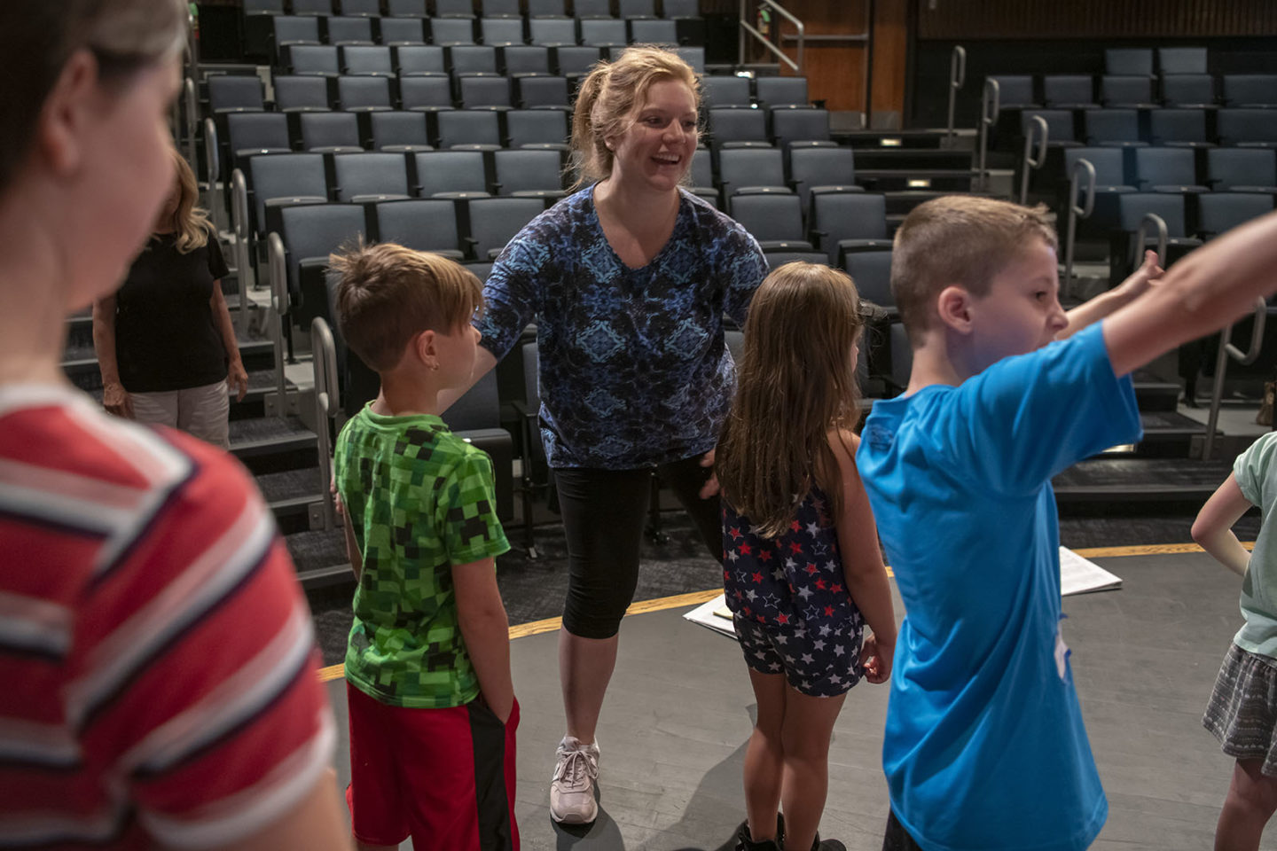 Young students in theatre class