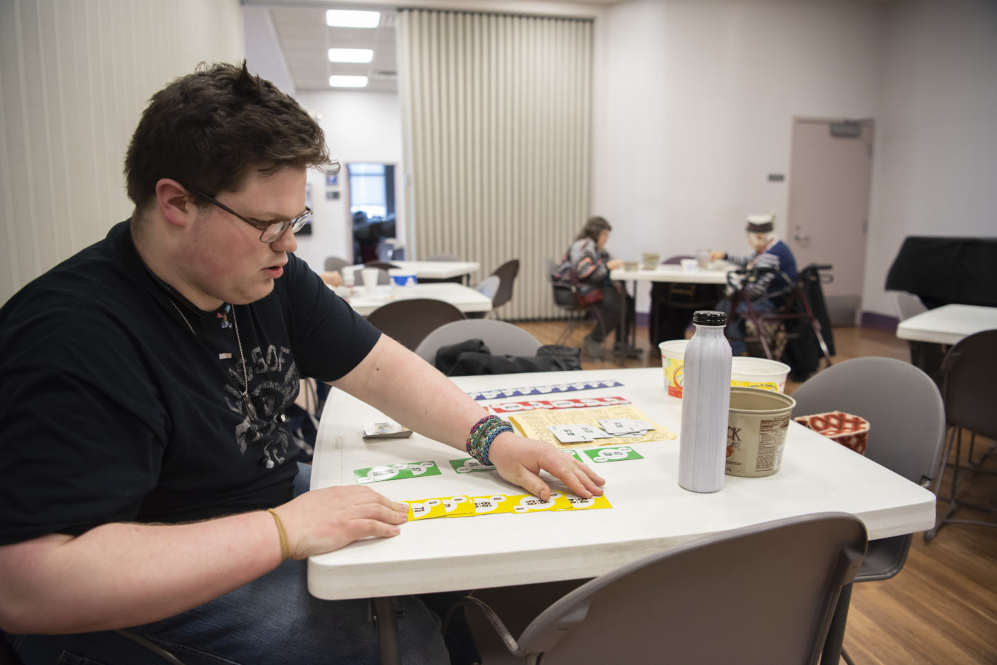 A TRIO student call bingo at the St. Clair County Council on Aging.