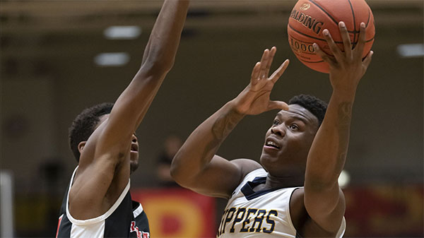 Basketball players playing