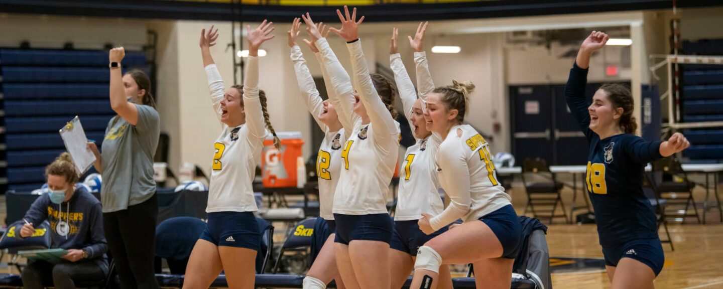 Volleyball team cheering