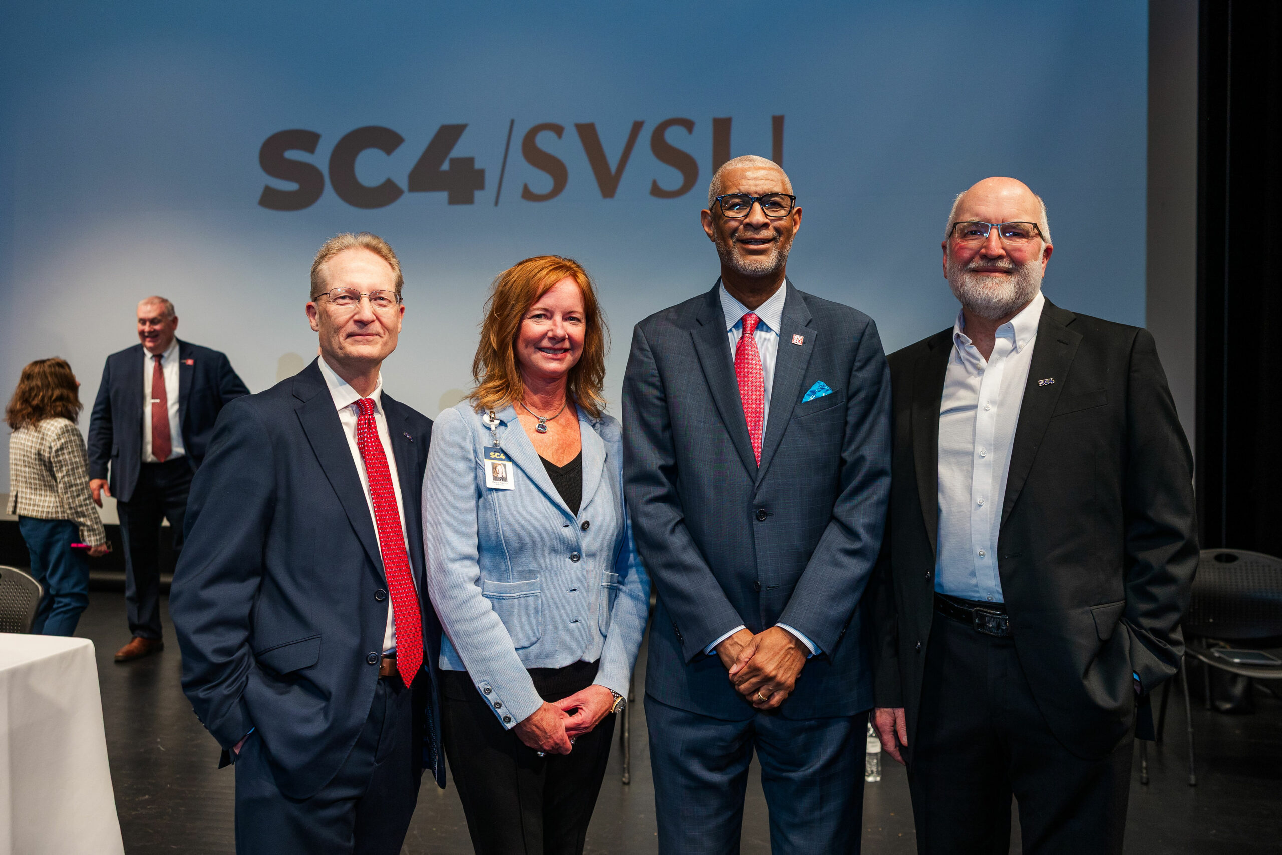 SC4 President Kirk Kramer, SC4 Board Chair Marcia Robbins, SVSU President Dr. George Grant, SC4 Board Vice-Chair John Lusk