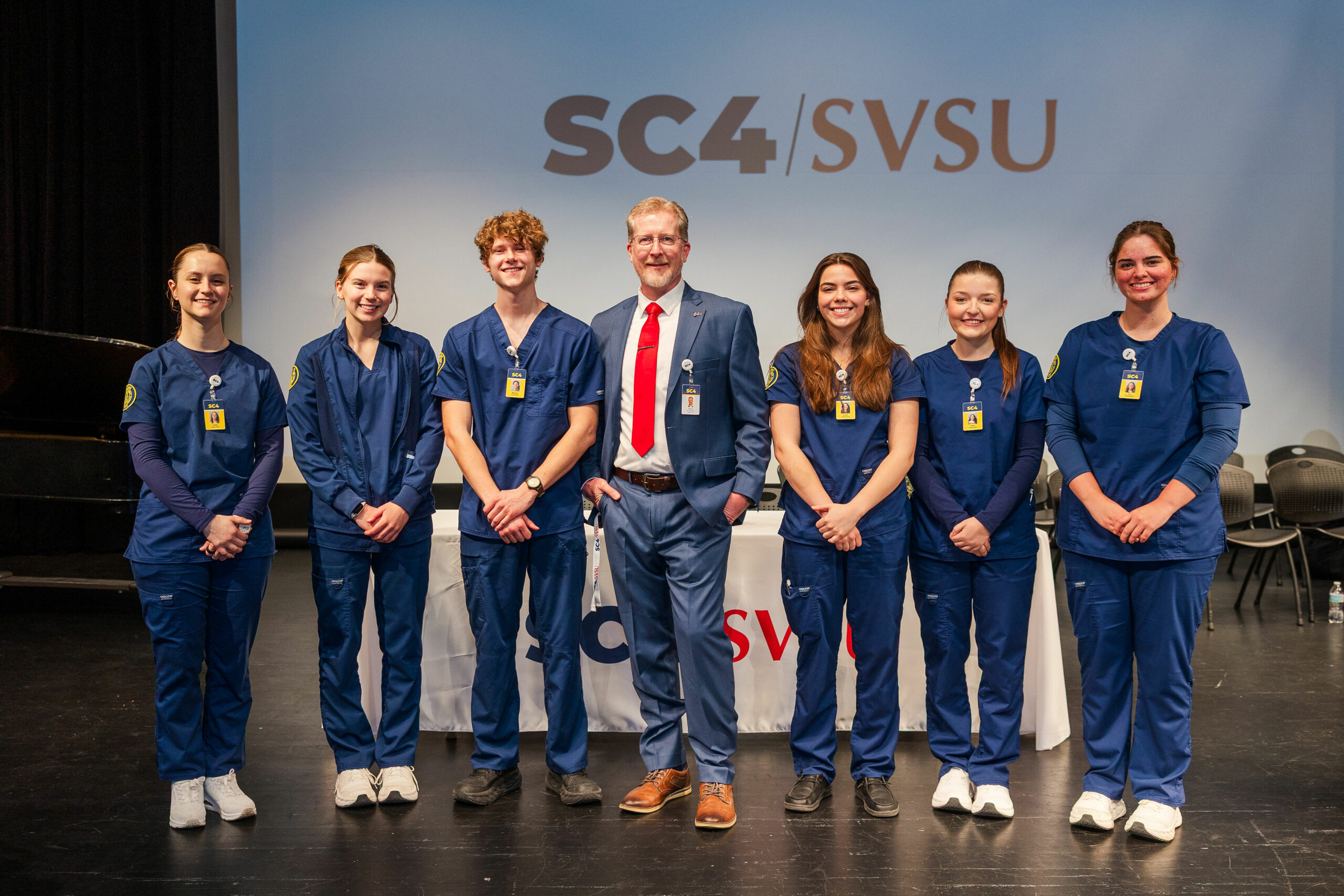 SC4 Professor of Nursing and Program Director Steve Gura with SC4 nursing students