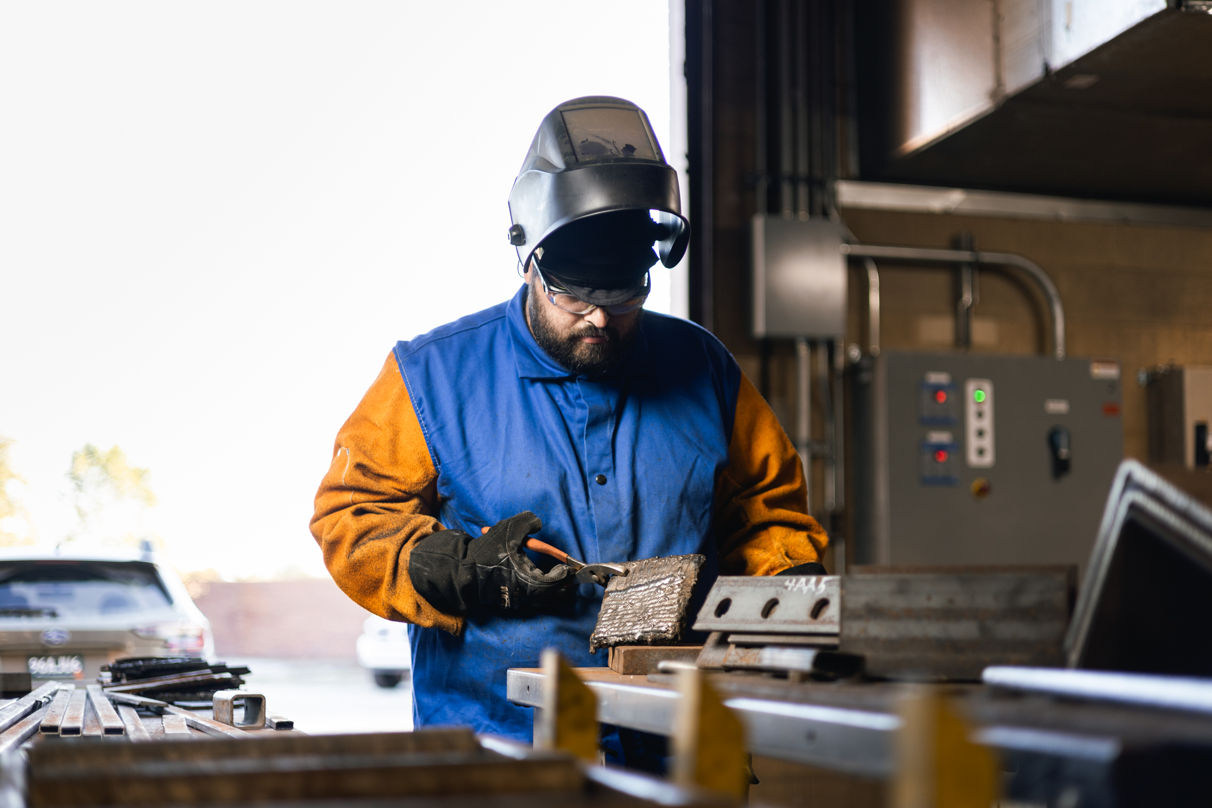 student welding